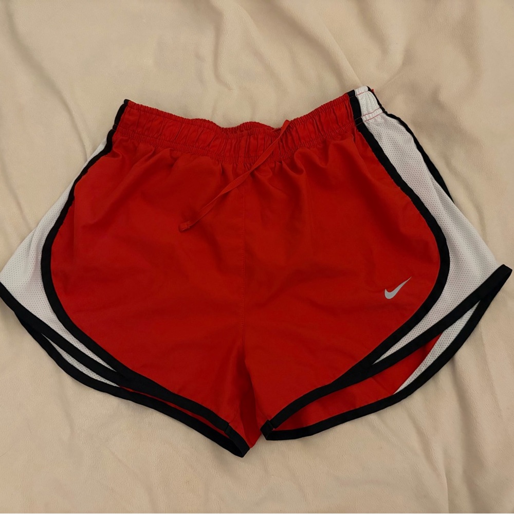 Nike Women's Red and White Athletic Shorts